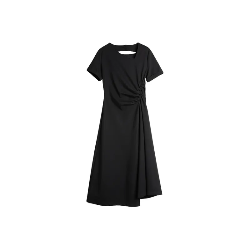 ELLE Short Sleeved Dress Women's Black-0