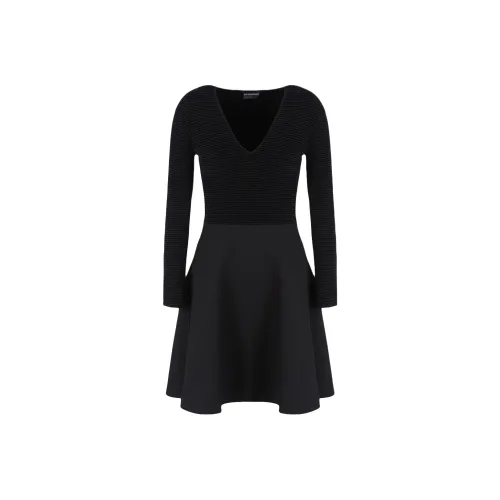 EMPORIO ARMANI Ottoman Fabric Dress With Knit Fabric Skirt