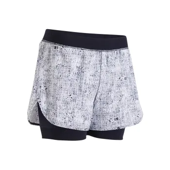 DECATHLON DOMYOS 2INI FITNESS CARDIO SHORTS Casual Shorts Women's White/Blue/Black
