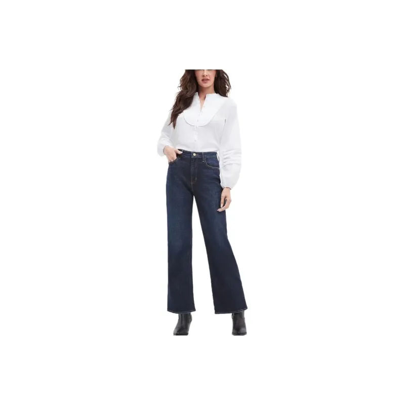 GUESS FW23 Eco High-Rise Wide Leg Jeans Jeans Women's Blue-0