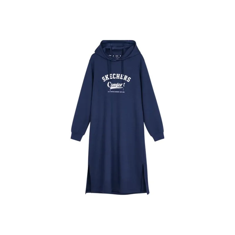 Skechers Colorful Long-Sleeved Dresses Women's Medieval Blue-0
