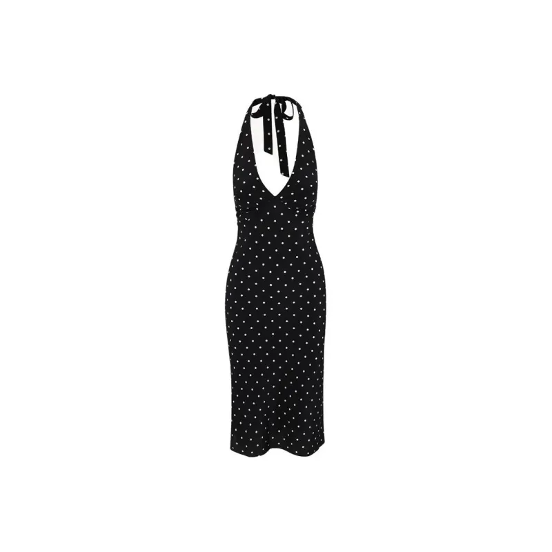 Realisation Par Sleeveless Dress Women's Petite Spot Noir/Black With White Polka Dots-0