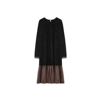 【dme】 Long Sleeved Dresses Women's Dark Coffee