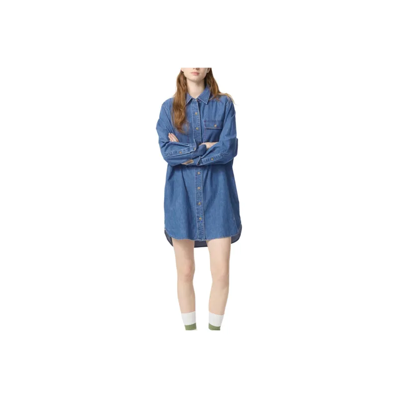 UNIQLO Long Sleeved Dresses Women's Royal Blue-0