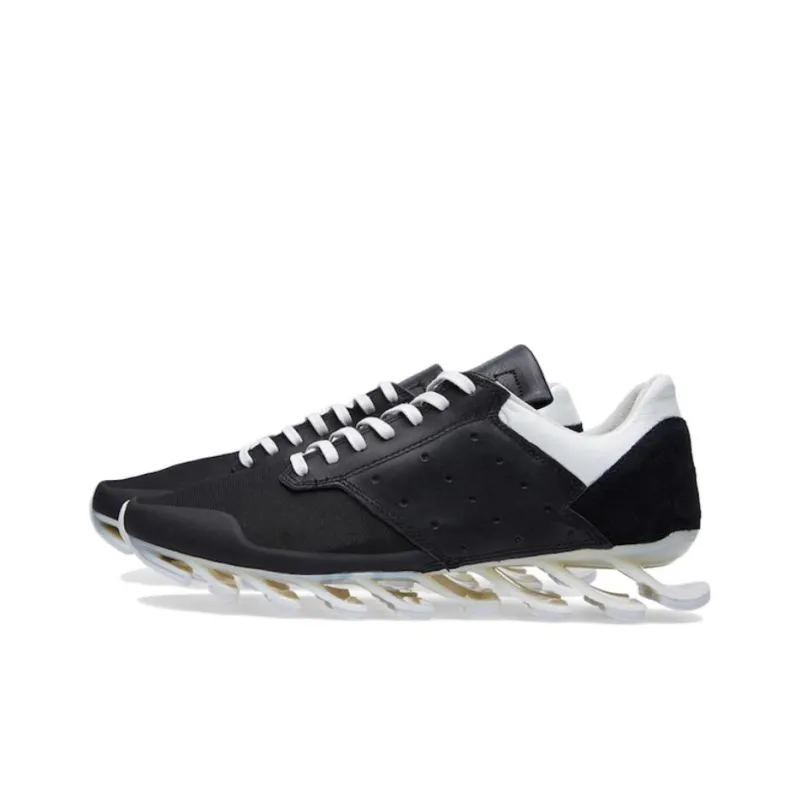 Adidas Springblade Cushioning, Wear Resistant Low Top Running Shoes Unisex Black White-2