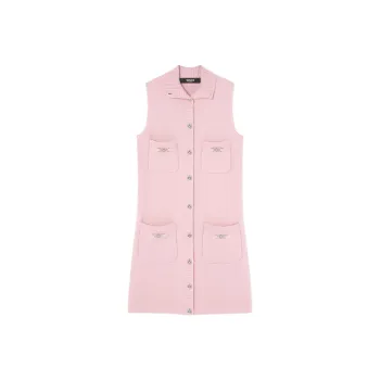 VERSACE Sleeveless Button-Up Knitted Mini Dress