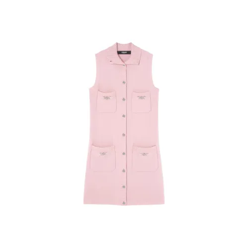 VERSACE Sleeveless Button Up Knitted Mini Dress