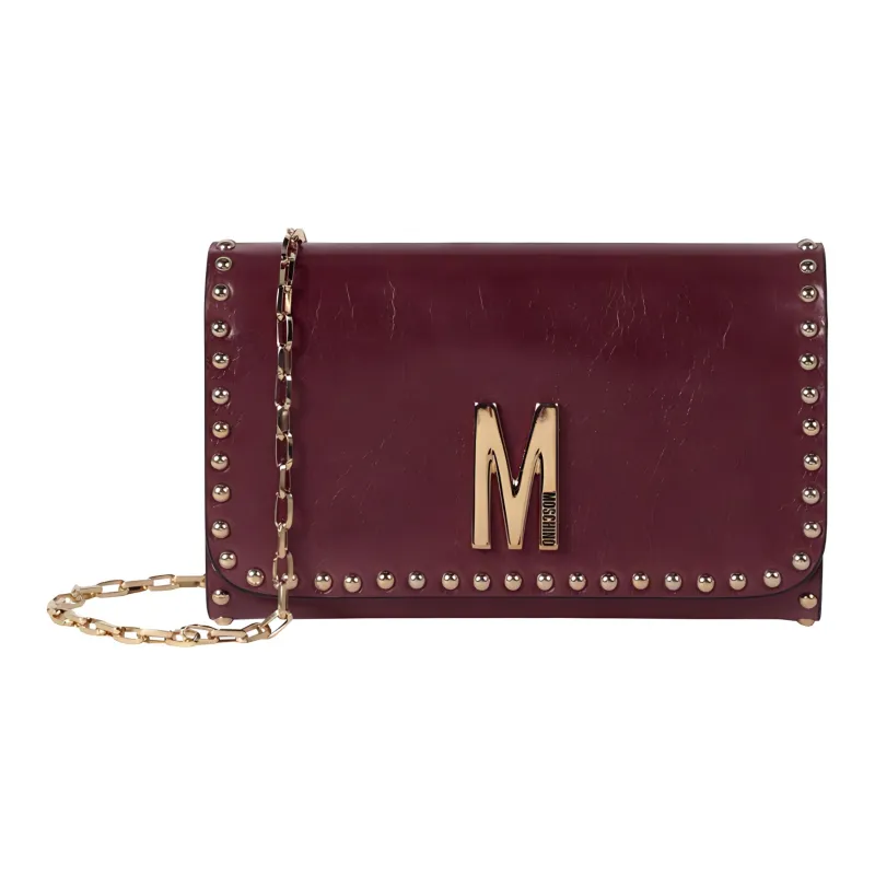 MOSCHINO Leather Crossbody Bag Shoulder Bag Women's Red-0