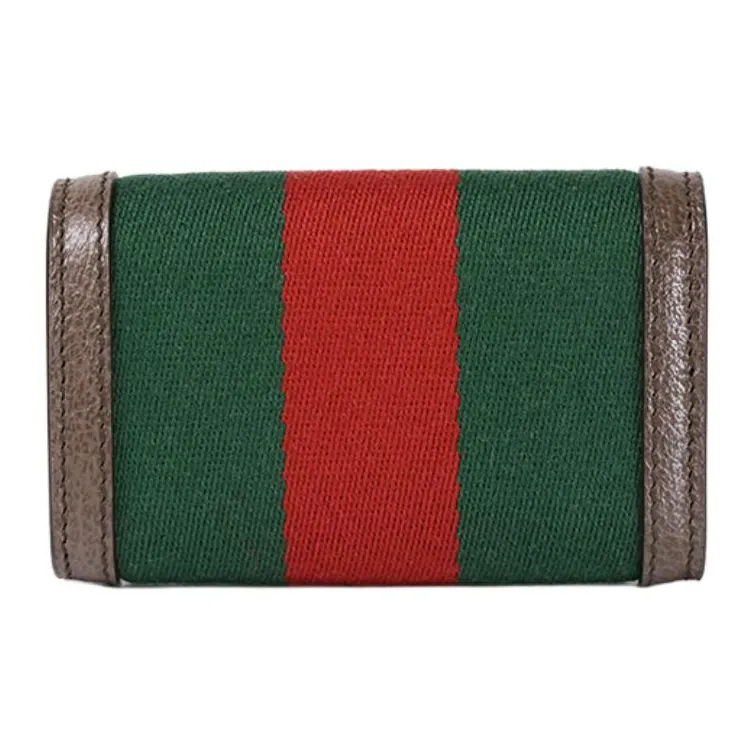 GUCCI Leather Key Pouch Men's Green & Red-1