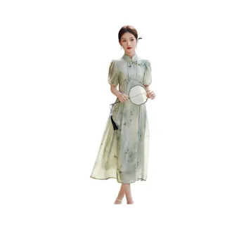 XWI SS24 Short Sleeved Dress Women's Light Tea Green