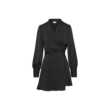 ARITZIA Babaton Hyde Satin Mini Dress Long-Sleeved Dresses Women's BLACK/Black