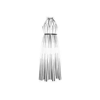ELIE SAAB Moon Embroidered Poplin Dress