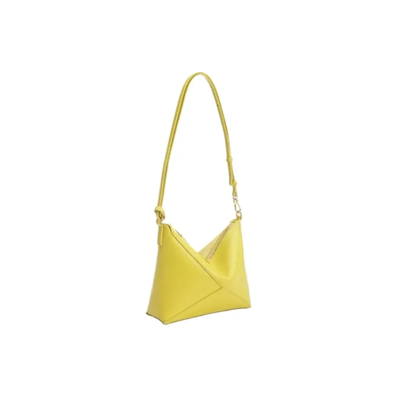 LOEWE Puzzle Fold Cow Leather Shoulder Bag Women's Yellow-2