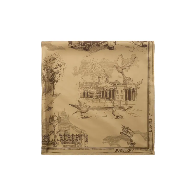Burberry Silk Scarves Women's Brown-1