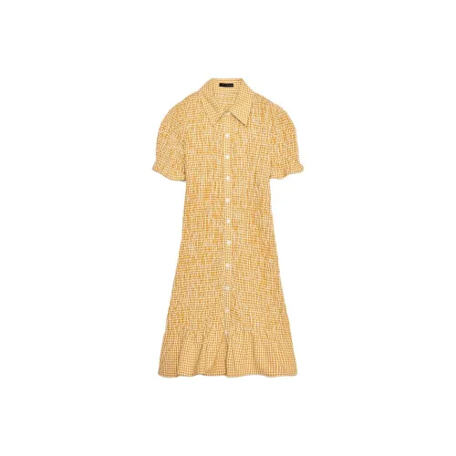 ZARA Short Sleeved Dresses Women's Mustard