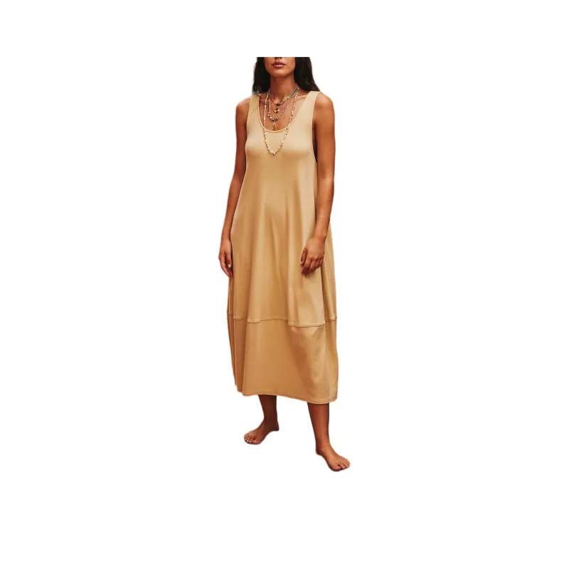 FREE PEOPLE Perth Barrel Tee Midi Sleeveless Dress Women's Reed/Patina-0