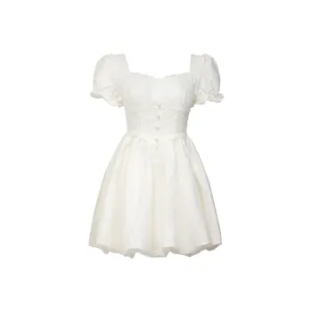 PAIN OR PLEASURE Short Sleeved Dresses Women's White