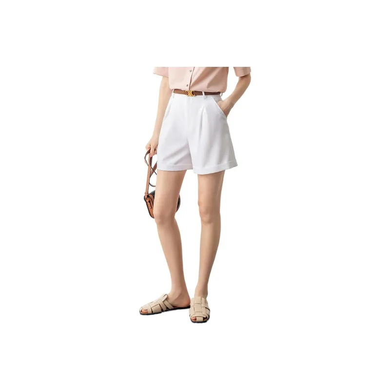 Famanxuan Casual Shorts Women's Elegant White-0