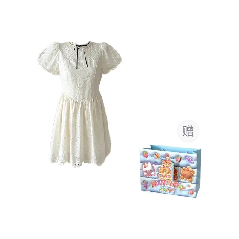 TWOPLUMGIRLS Short Sleeved Dress Women's Apricot-0