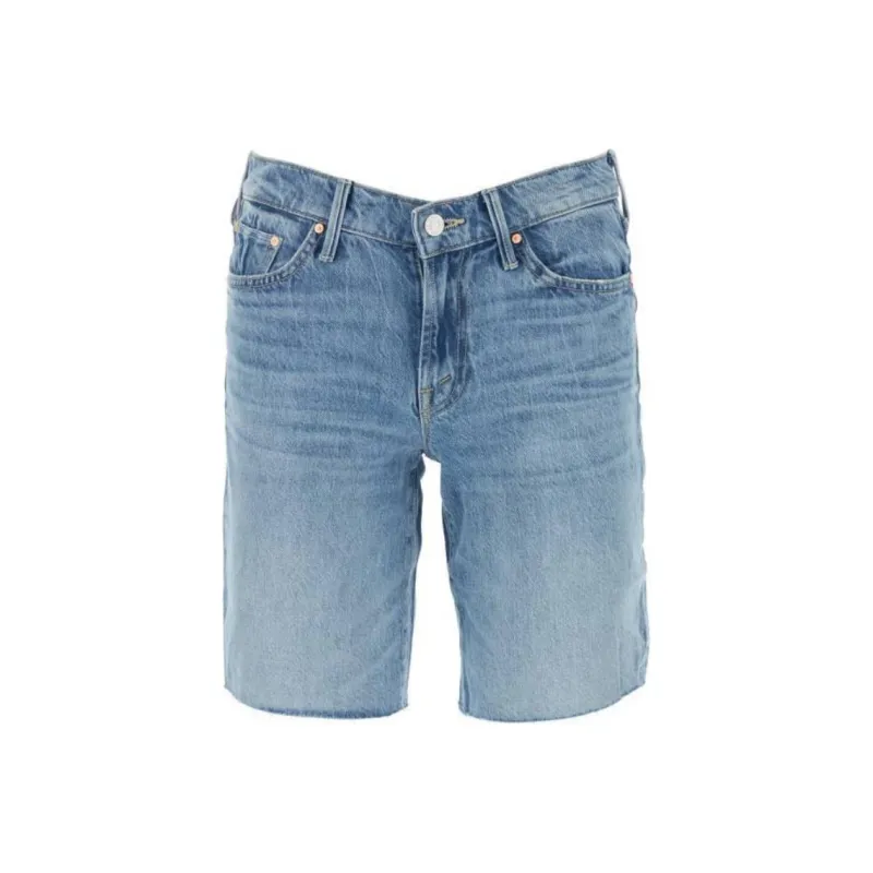 MOTHER Undercover Raw Cut Edge Denim Shorts-0