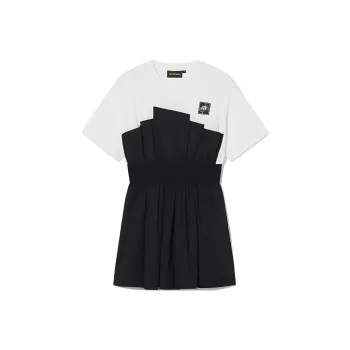 Mini Cream Short-Sleeved Dresses Women's Black