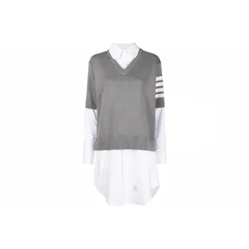THOM BROWNE Stripe Detailed Long Sleeved Dress