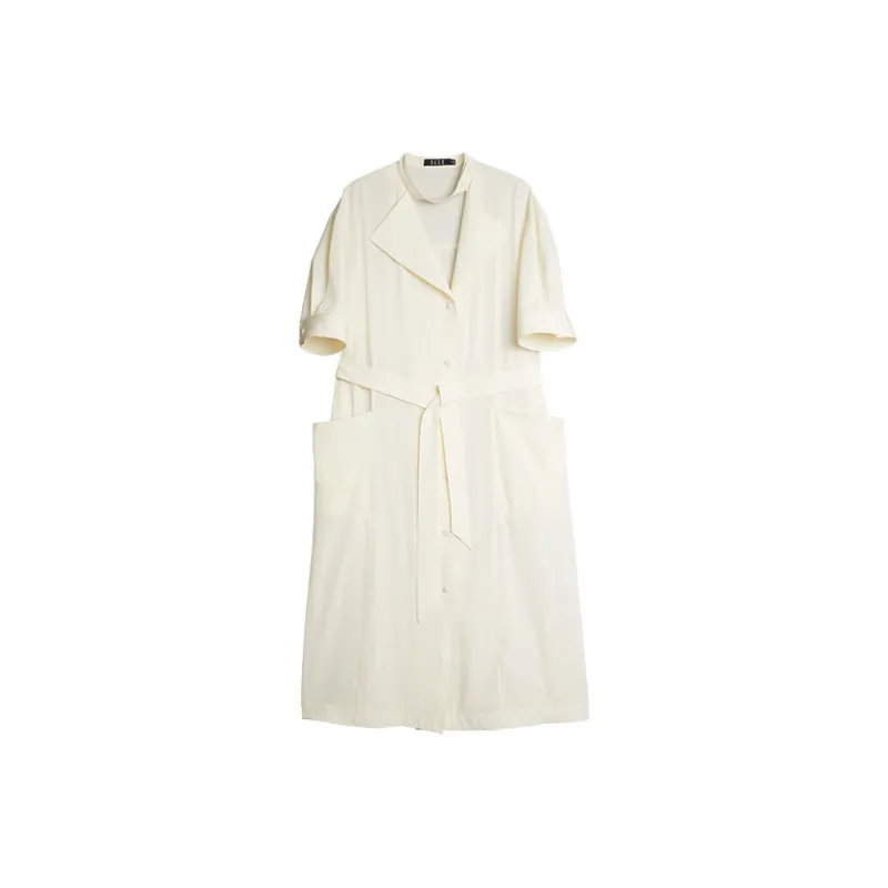 ELLE Short Sleeved Dress Women's Ecru-0