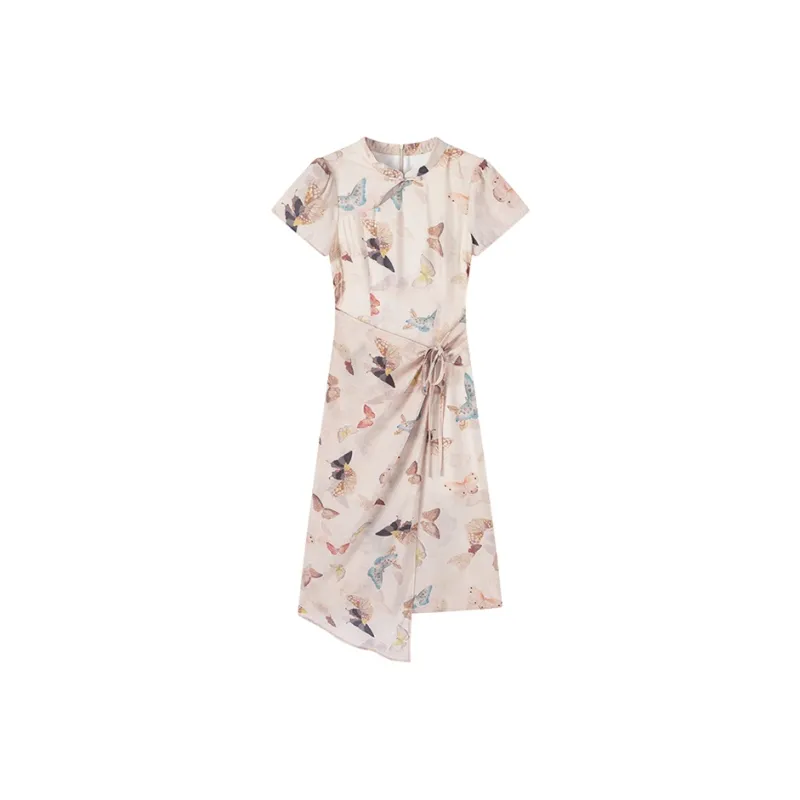 PAZZO Short Sleeved Dress Women's Butterfly Flower-0