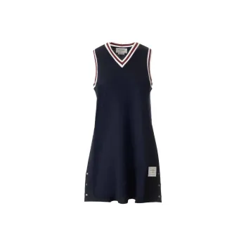 THOM BROWNE V Neck Sleeveless Tennis Dress