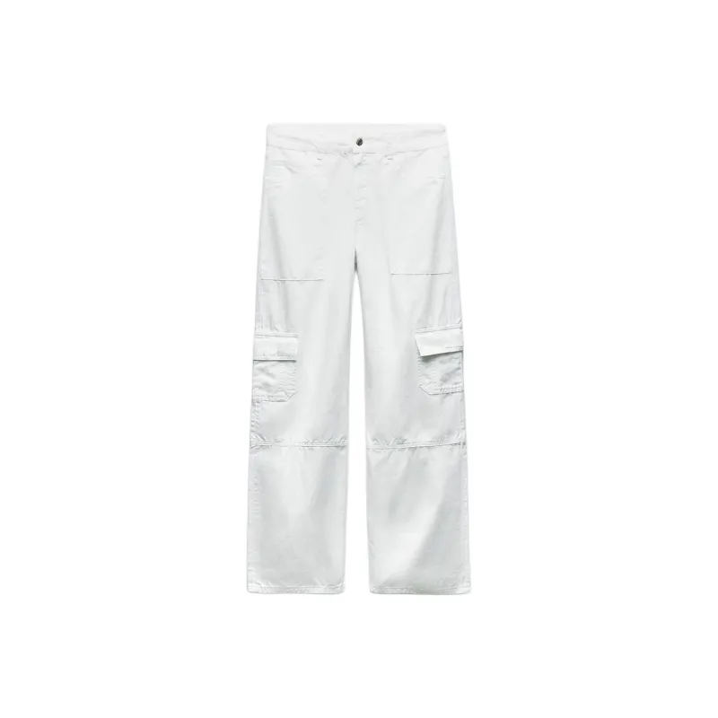 ZARA Cargo Pants Women's White-0