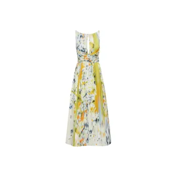 Oscar De La Renta Abstract Brushstroke-print Midi Dress