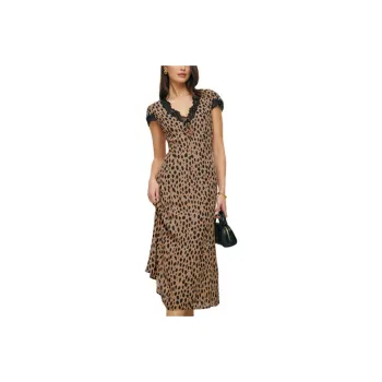 REFORMATION Tiffie Dress Short-Sleeved Dresses Women's Leopard