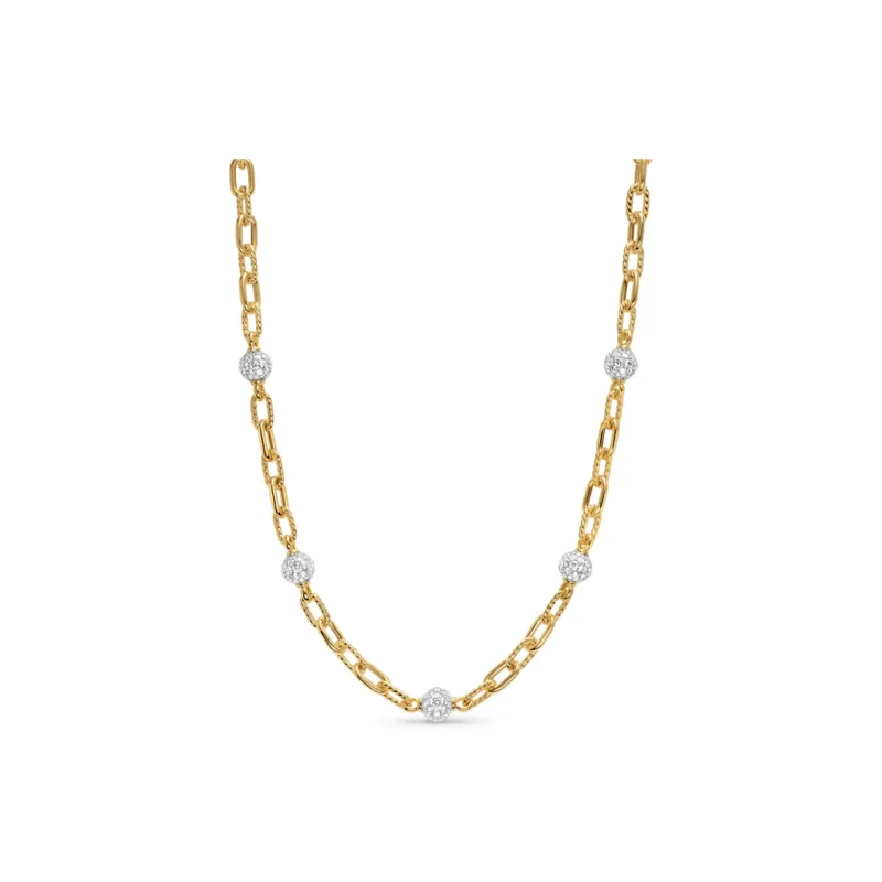 David Yurman 18kt Yellow Gold Dy Madison Beaded Diamond Necklace 6mm-0