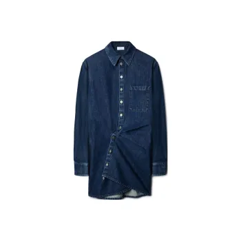 OFF WHITE Buttoned Draped Denim Mini Dress