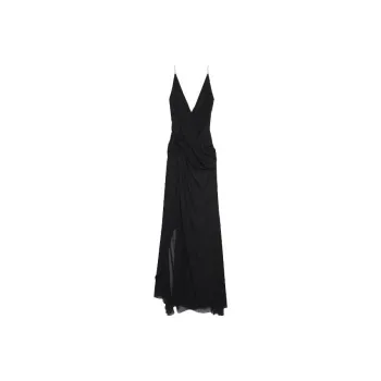 GIVENCHY Evening Draped Dress In Silk With Pearl Chains Slip Dresses Women's Black