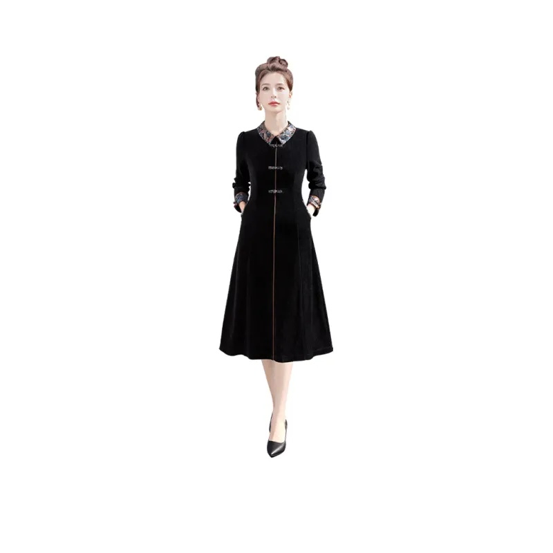 Cypress House Long Sleeved Dress Women's Black-0