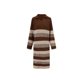 UPNANAWANG Long Sleeved Dresses Women's Brown