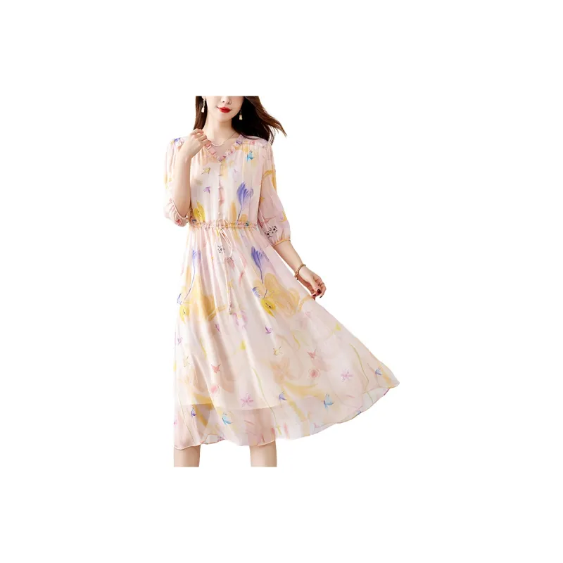 To The West Short Sleeved Dresses Women's Orange-0