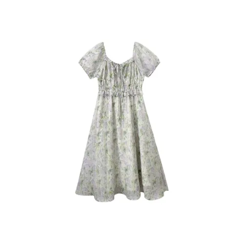 WUPODAMANVZHUANG Short Sleeved Dress Women's Oxygen Forest