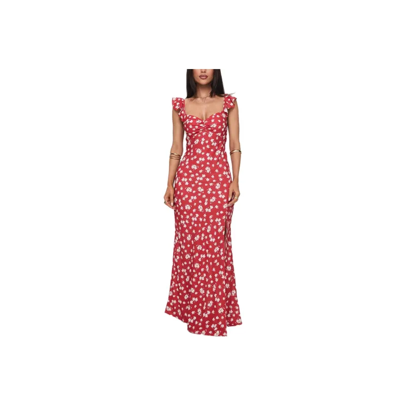 PRINCESS POLLY BARNADETE MAXI DRESS Slip Dresses Women's Red/Red-0