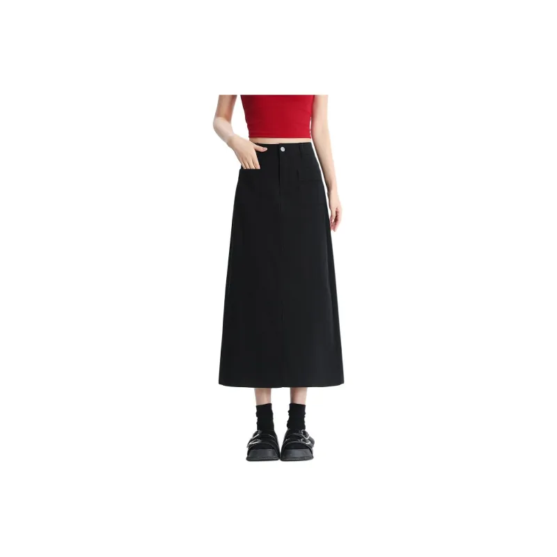 Tonlion Denim Long Skirts Women's Black-0