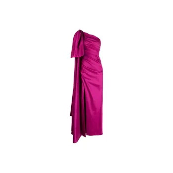 RACHEL GILBERT Alessandra One-shoulder Shantung Maxi Dress