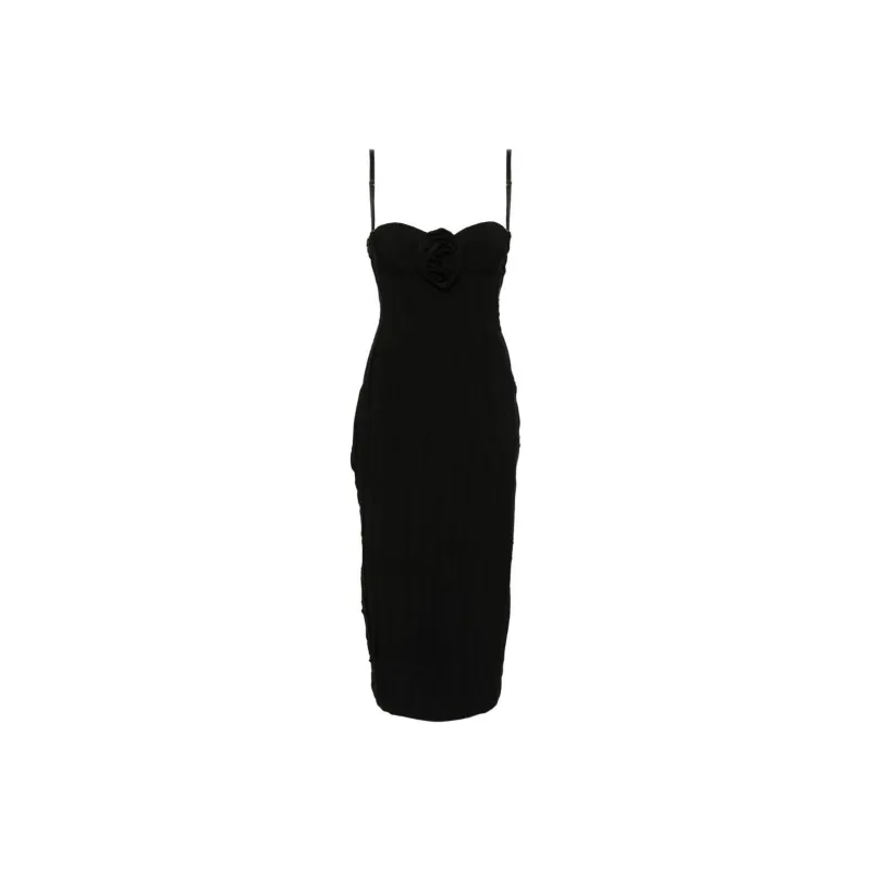 Blumarine 3D Rose Patch Midi Pleated Dress-0