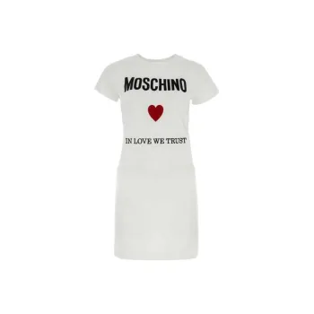 MOSCHINO Logo Printed Crewneck Mini T Shirt Dress