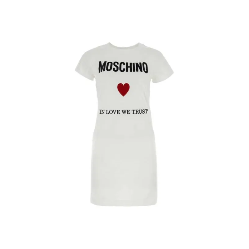 MOSCHINO Logo Printed Crewneck Mini T Shirt Dress-0