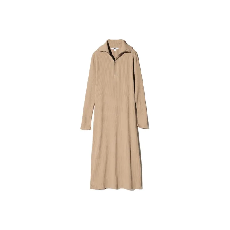 UNIQLO Long Sleeved Dresses Women's Dark Beige-0