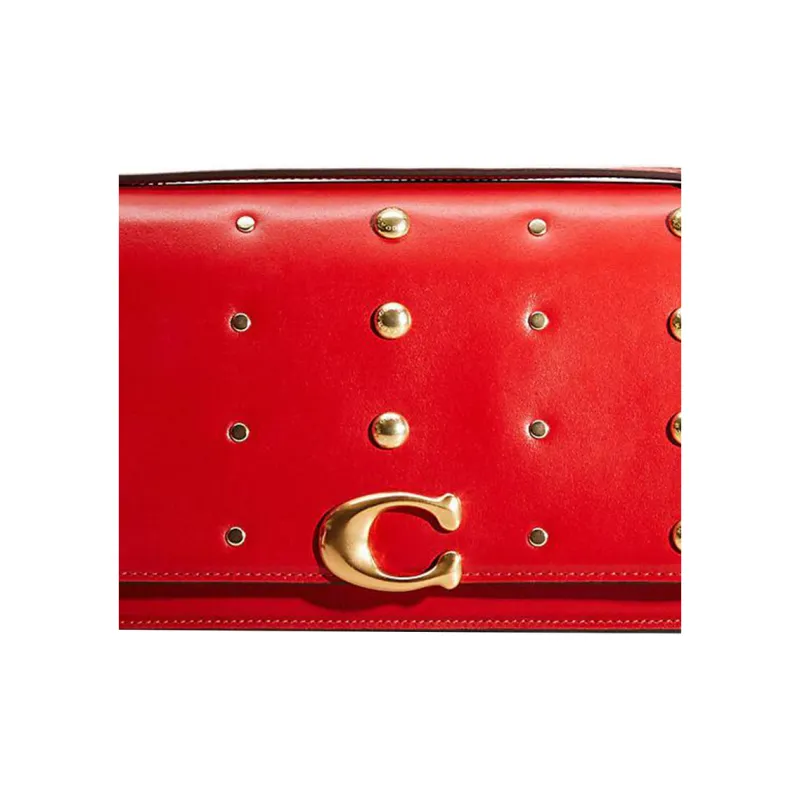 COACH Bandit Cow Leather Envelope Bag Crossbody Bag Shoulder Bag Medium Size Women's Red-4