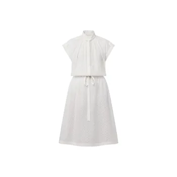 LOUIS VUITTON Monogram Fil Coupé Lavaliere Collar Dress