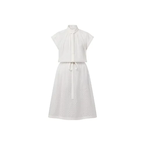 LOUIS VUITTON Monogram Fil Coupé Lavaliere Collar Dress