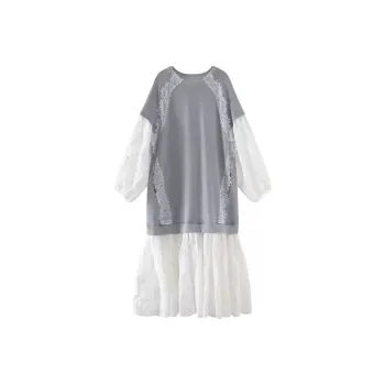 Udon House Long Sleeved Dress Women's Gray